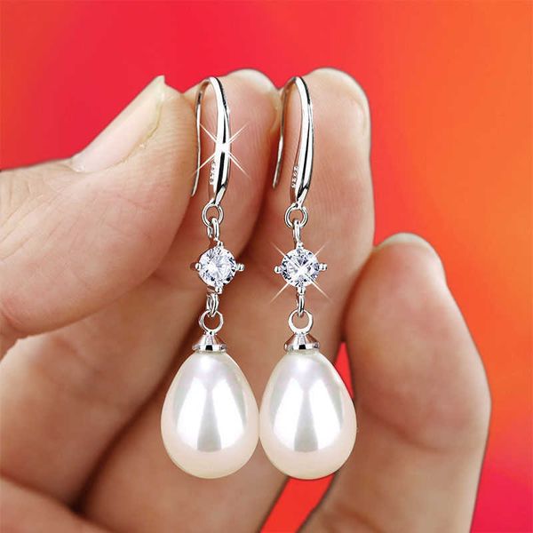 

charm buy pearl earring get one s925 silver ear hook zircon water drop for mother's and female earrings, Golden