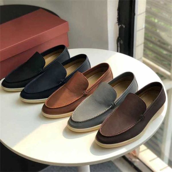 

designer loropiana charms shoes the feeling of treading on shit is comfortable leather loafers lp flat bottoms men's, Black;white