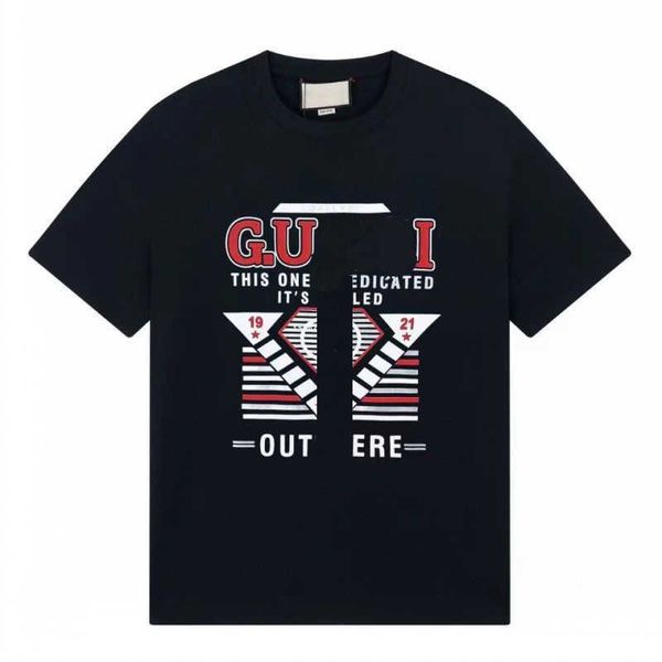 

designer luxury guggi classic fashion summer double-ring interlocking letter logo printing casual short-sleeved t-shirt for men and women, Black;brown