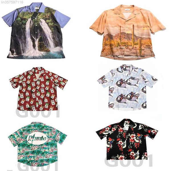 

oil 23ss men's shirts rhude painting t shirt short sleeve bounty hunter western cowboy back letter print beach tide t-shirt luxurys ame, White;black