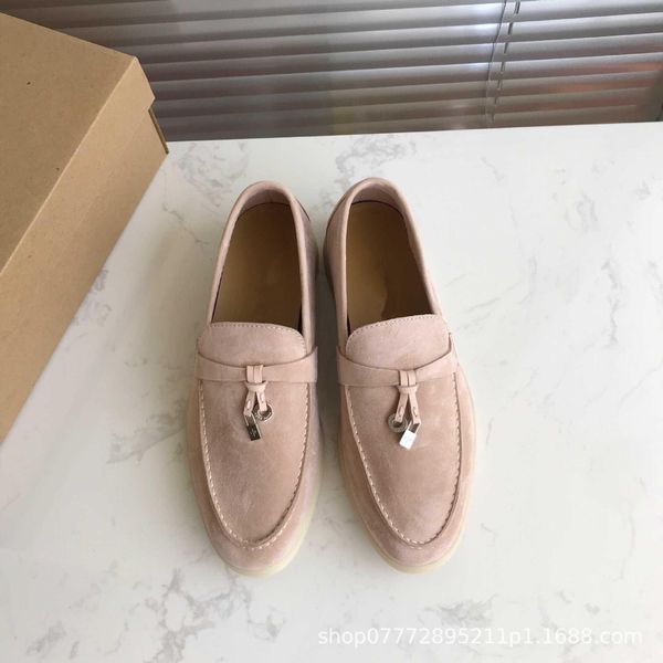 

designer luxury and mens women lp flats shoe real leather comfortable loro walk lazy driving dress shoes 5mha, Black