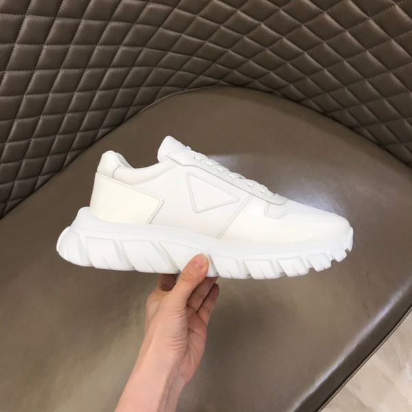 

lady designer casual shoes triangle thick sole double wheel nylon sneakers women white canvas luxury low leather shoes d7l2, Black