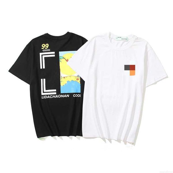 

newchao brand off style white summer t shirts rendering graffiti arrstyle lovers cotton short sleeve t-shirt backing men's shirt, White;black