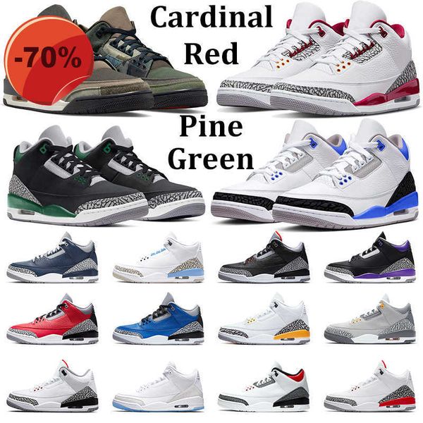 

dress shoes 2023 3s cardinal red men basketball shoes 3 jumpman pine green racer blue cement midnight navy court purple pure white mens trai, Black