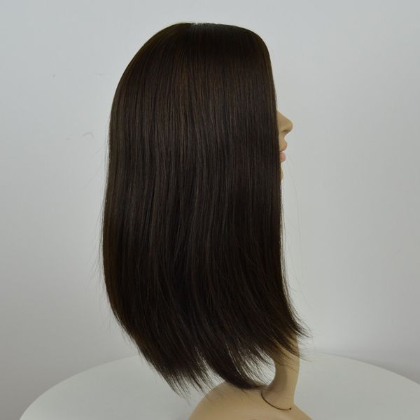 

stock 4#jewish wig bob layer kosher wigs style 2 silk mongolian human hair 12-20 inch 130% density sheitels, Black;brown