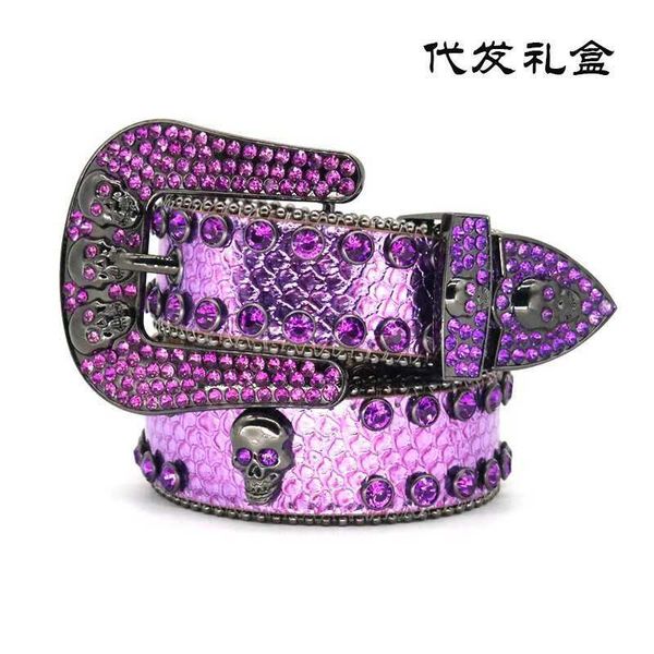 

belts adhesives belt nail bead gun color skeleton head inlaid with diamond snake skin pattern handmade personalized hip-hop punk, Black;brown
