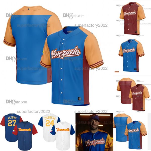 

team venezuela 2023 world baseball classic jersey wbc jose altuve ronald acuna jr. miguel cabrera luis arraez miguel rojas gleyber torres un, Blue;black