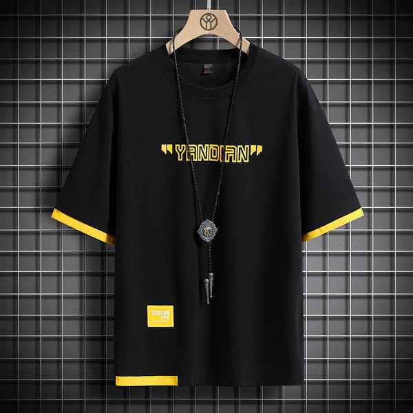 

men's t-shirts hip hop loose mens streetwear t-shirts casual classic 2023 summer short sleeves black white tshirt tees plus oversize 5x, White;black