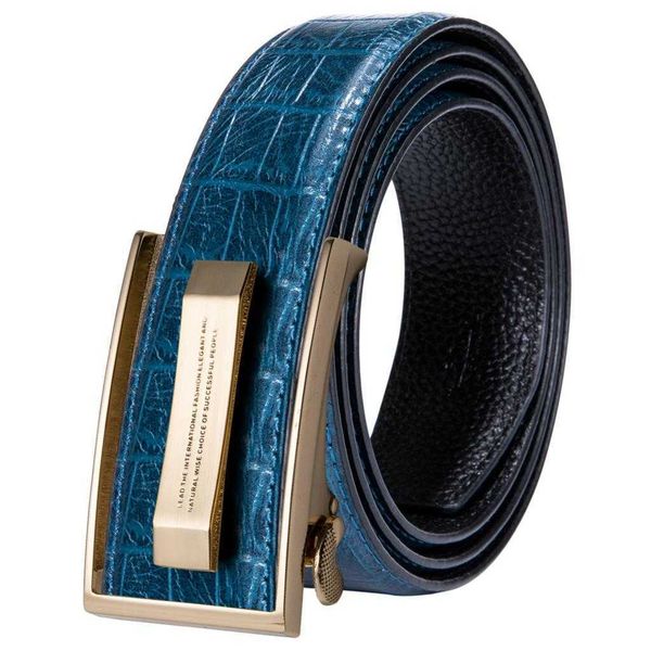 

belts 2020 new fashion blue crocodile leather belts for kid waist fashion cowboy jeans casual leather belts automatic gold buckle belt j2302, Black