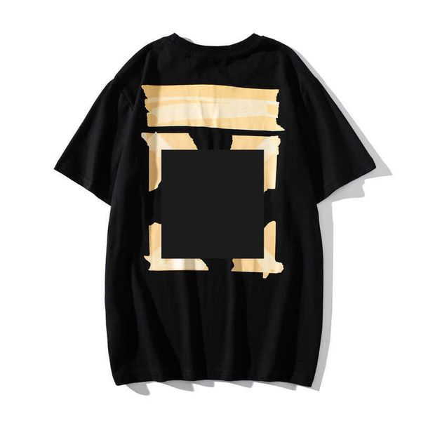 

off men's t-shirts trendy brand new monet boat painting printed letters casual short sleeve t-shirt for men and womenprinted x the back, White;black