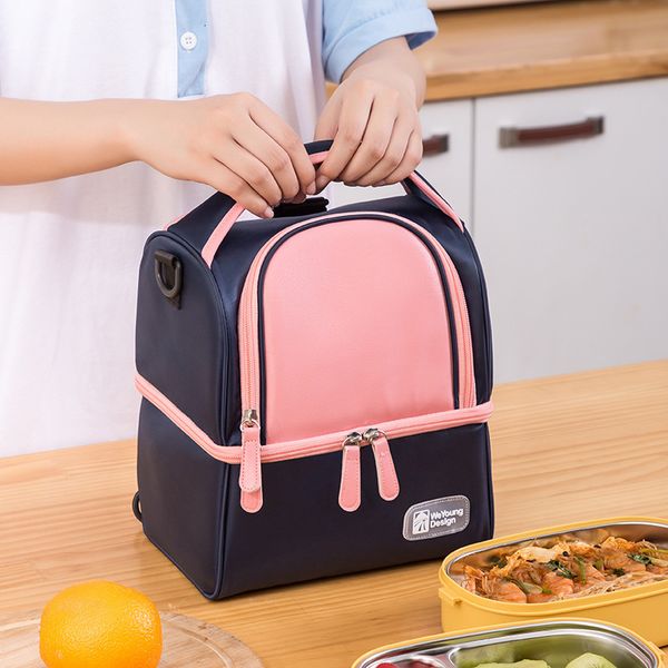 

suitcases double layer oxford cloth insulation lunch bag thermal bento box cooler picnic food storage container mother baby backpack 230216
