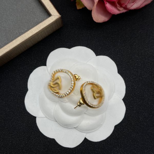 

luxury round stud earrings brand designer women earrings jewelry, Golden;silver