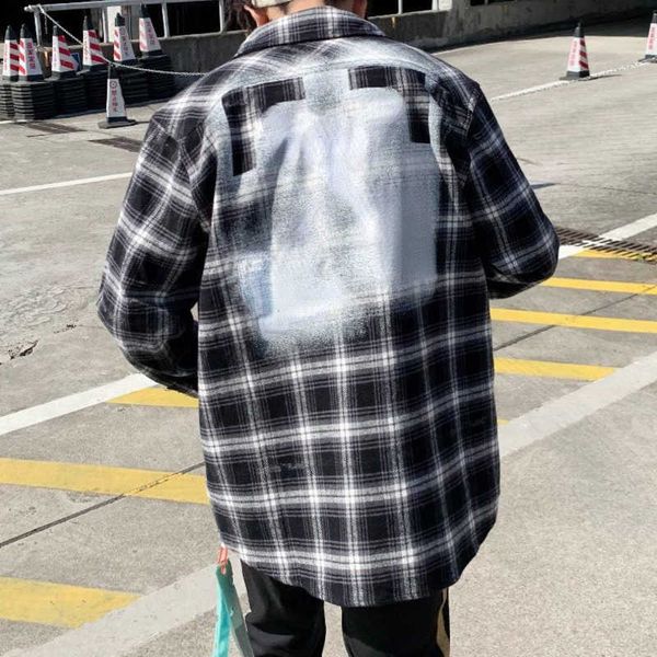 

plaid casual shirt men women cardigan jacket off designer shirt fashion coat print fleece shirts 6i9k, White;black