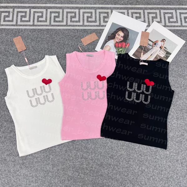 

women summer knits vest sport rhinestone letter knitted tees heart print yoga t shirt, White