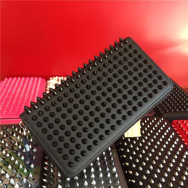 

men women color rivets purse studded wallets zipper clutch candy color punk purse262s, Red;black