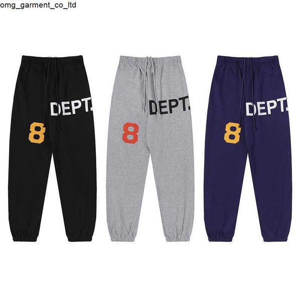 

men's new designer fashion brand galery dept printed cotton terry casual leggings pants men women pants, Black
