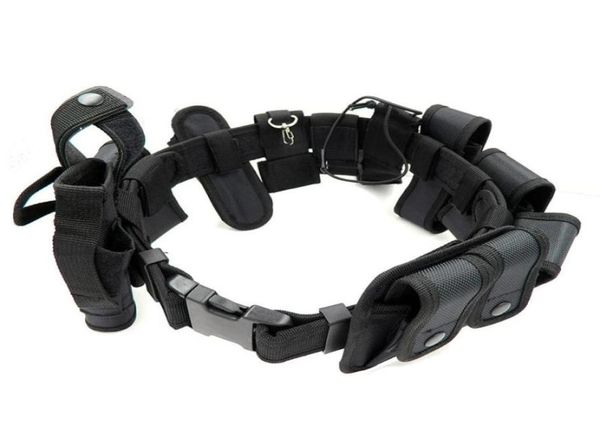 

waist support outdoor tactical military 10pcs multifunctional security belt with pouch set belts training guard utility kit duty164218942, Black;gray