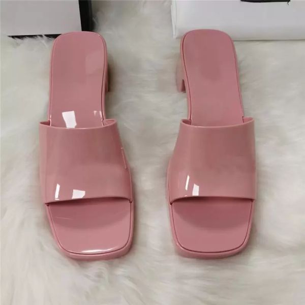 

2023 designer women slipper heightening shoes rainbow candy color slippers jelly sandals beach slides party shoe transparent sandals, Black
