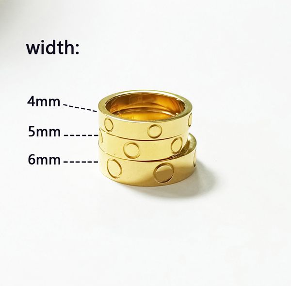 

4mm 5mm 6mm titanium steel Alloy silver love ring mens womens rose gold fashion screw jewelry designer luxury couple wedding promise rings gift size 5-11 High quality