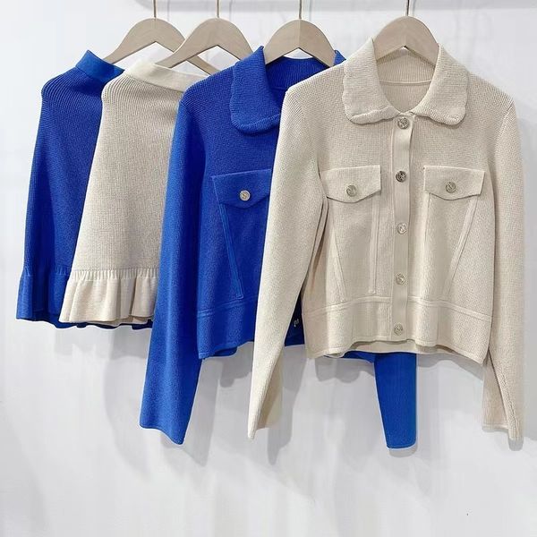 

two piece dress elegant and comfortable autumn and winter long sleeve knit cardigan skirt 230216, White