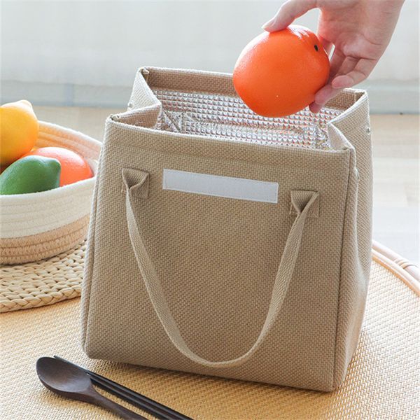 

suitcases large capacity jute insulated lunch bag kids thermal bento box tote portable food bag dinner container for school picnic 230216