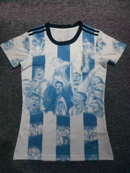 

22 23 3 stars argentina woman soccer jerseys j.alvarez dybala di maria martinez maradona football shirt fans uniform, Black;yellow