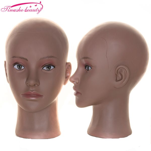 

wig stand tinashe beauty african mannequin head for making wig hat display cosmetology manikin head female dolls bald training head 230216, White