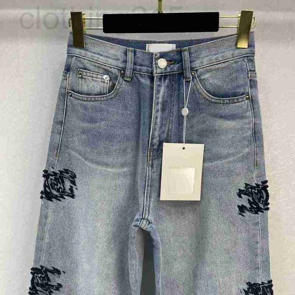 

women's pants & capris designer fashion design street wear blue embroidery denim women high waist loose jeans 48kf, Black;white