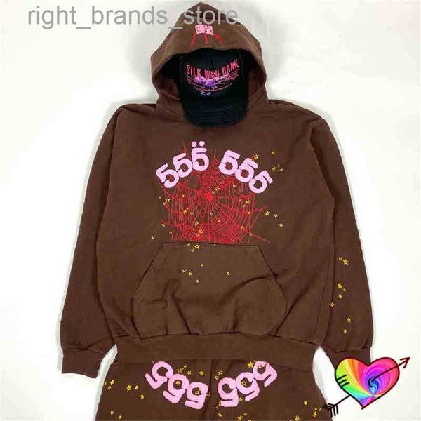 

men's hoodies sweatshirts digital foam print sp5der 555555 hoodie men women brown young thug spider hoodie hooded cobweb sweatshirts pu, Black