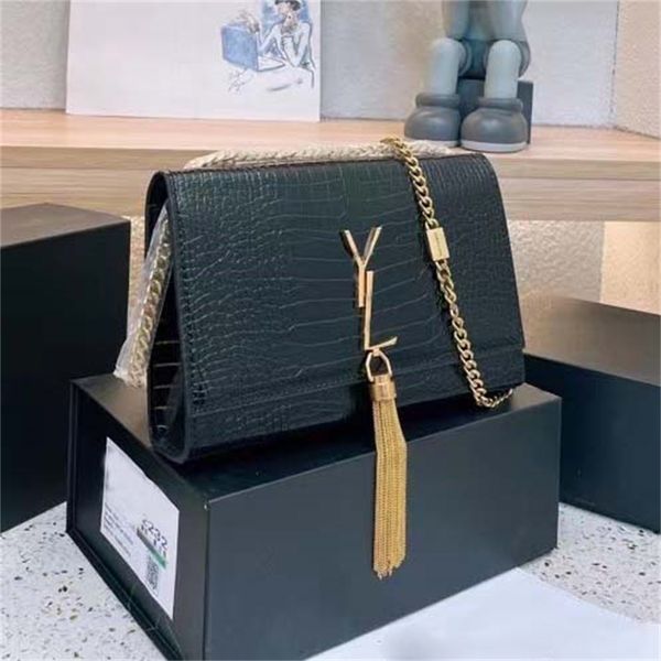 

fashion women handbag genuine leather bags chain gold silver 2023 shoulder luxurys designer bag metal flip cover diagonal messenger black cr