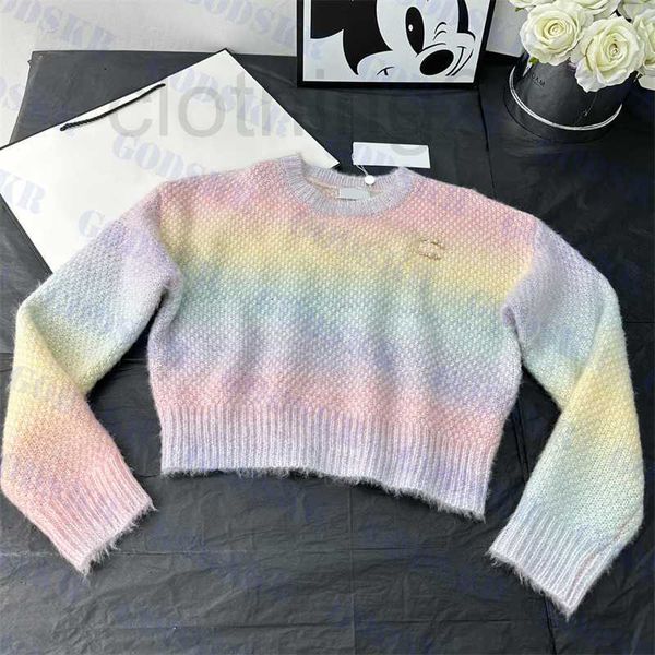 

women's knits & tees designer rainbow sweater womens with brooch textile women short t shirt ladies sweaters 6gcq, White