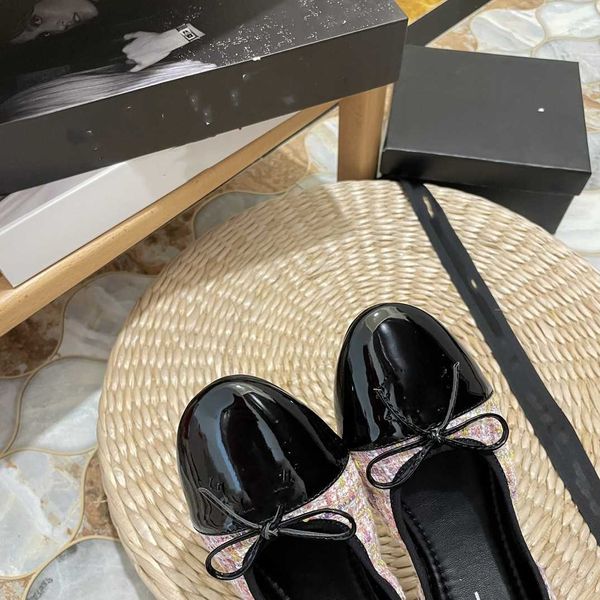 

ladies ballet flats fashion designer loafer c dance shoes dancing shoelace plaid boat double letter shoes 35-41, Black