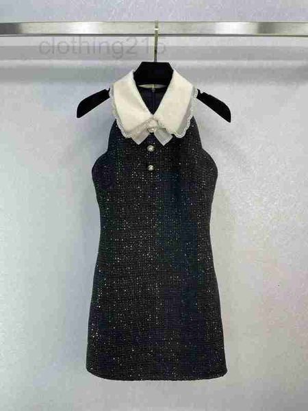 

skirts&skorts designer milan runway dresses 2023 new spring summer lapel neck sleeveless women's sundress brand same style dress 0131-4