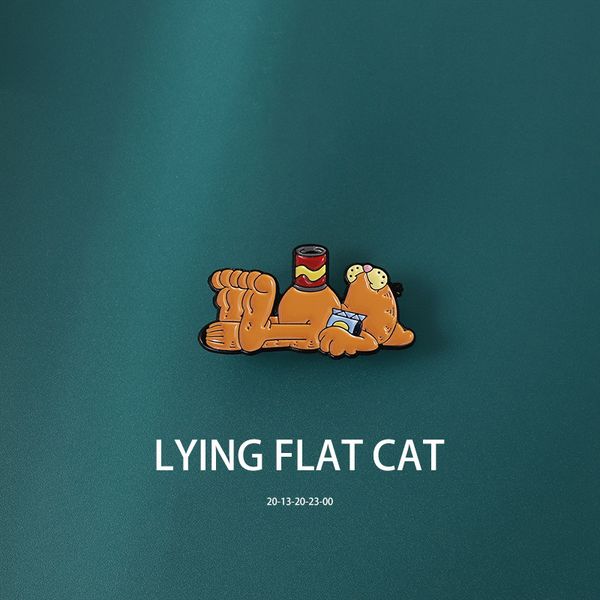 

laying fat cat brooch cute anime movies games hard enamel pins collect metal cartoon brooch backpack hat bag collar lapel badges, Blue