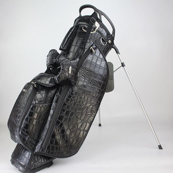 

black crocodile golf bag can stand can be tilted one shoulder bag multi-functional waterprof cover transparent customizable let2214, Black;red