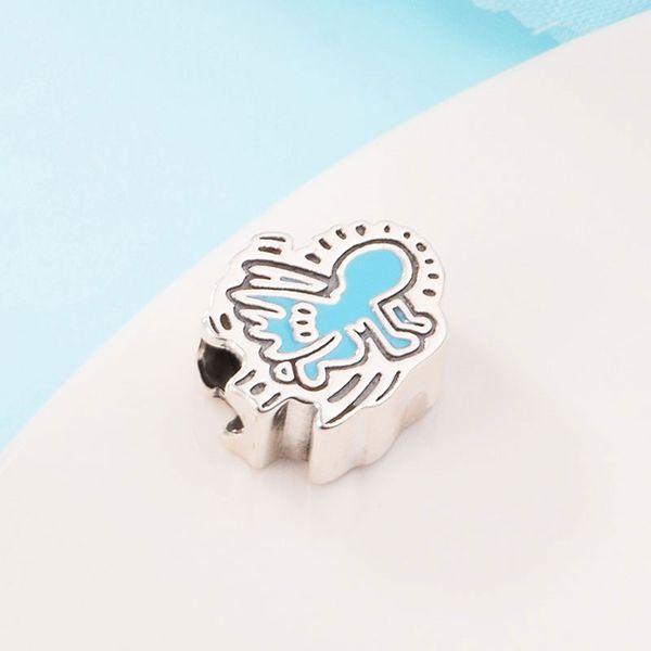 

925 sterling silver radiant angel bead fits european jewelry pandora style charm bracelets, Black