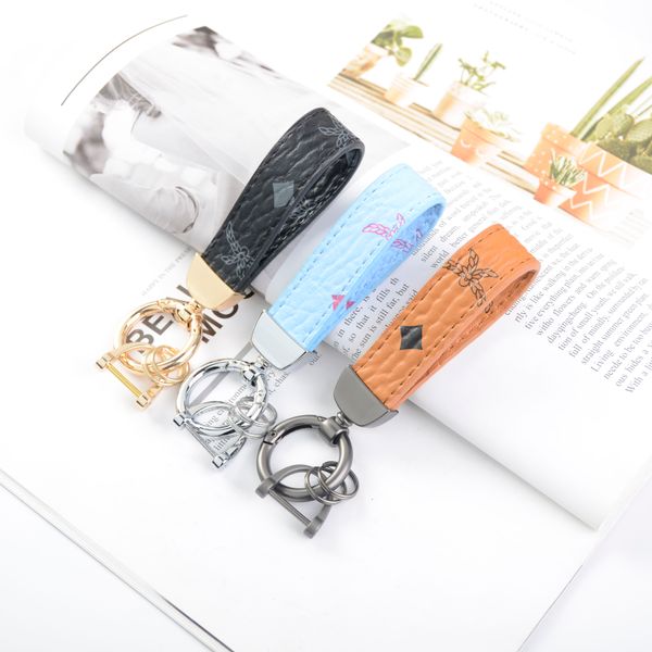 

creativity presbyopia print car keychain bag pendant charm jewelry keyring holder for men gifts fashion pu leather flower grid designer meta, Silver