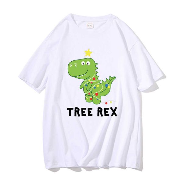 

men's t-shirts funny christmas dinosaur tree rex graphic print tshirts men's regular t shirt streetwear men women fashion casual, White;black