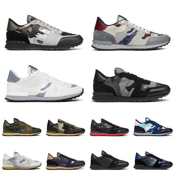

designer mens casual shoes luxury sneakers brand rockrunner sneaker in camouflage mesh breathable cloud white black navy blue men trainers s