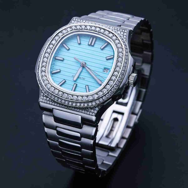 

fashion iced out watchesmens wrist luxury round cut lab gr hwrz, Slivery;golden