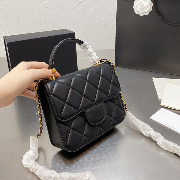 

womens designer -classic mini flap vanity bags handle totes gold metal hardware matelasse chain crossbody shoulder quilted cosmetic case lam