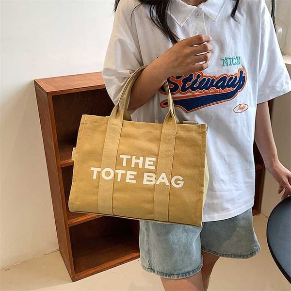 

new style simple portable shoulder bag large capacity personalized letter tote bag casual canvas diagonal span bag female