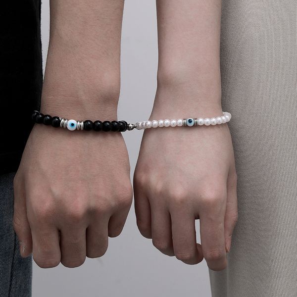 

wedding 2pcs/set couple love magnet attraction bracelet fashion creativity jewelry accessories for his and her women men lovers friends gift, Golden;silver