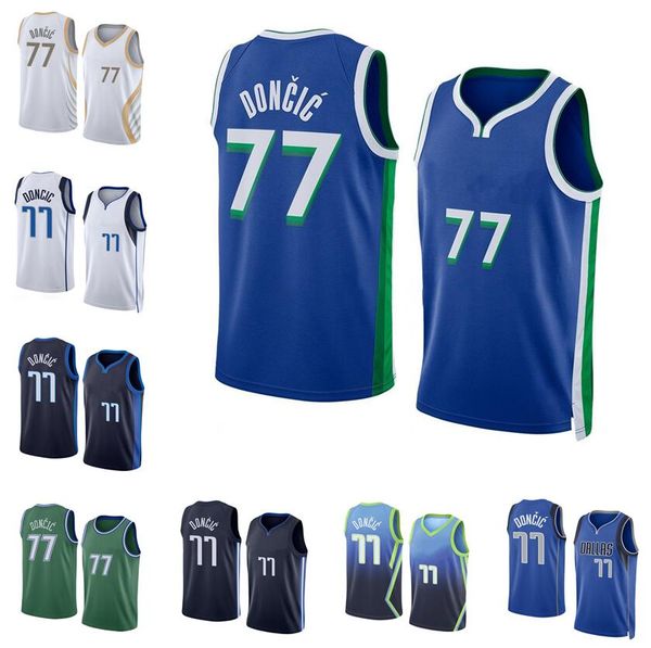 

luka doncic basketball jerseys 2022-23 season blue white black men women youth s-xxl city jersey 77, Black;red