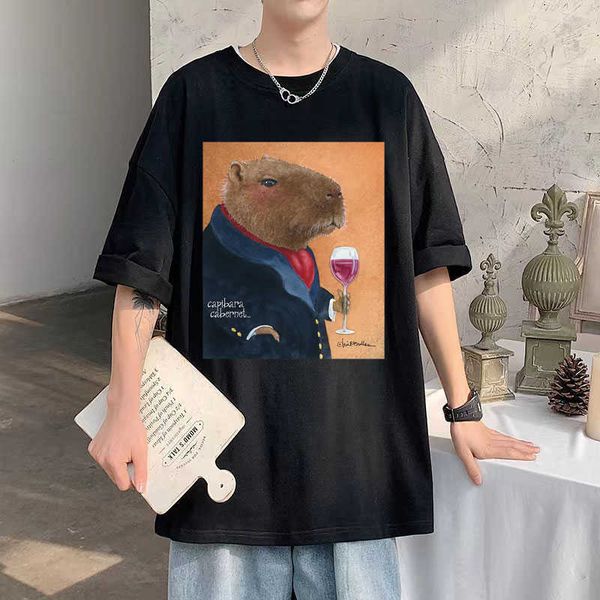 

men's t-shirts will bullas tshirt funny capybara cabernet print t shirts men women fashion harajuku cute tshirt casual funny tee shirt, White;black