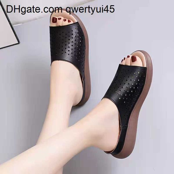 

qwertyui45 women beach sandals peep toe wedge shoes woman thick bottom elegant slipper women sandals heel wedge casual ladies sandals shoes, Black