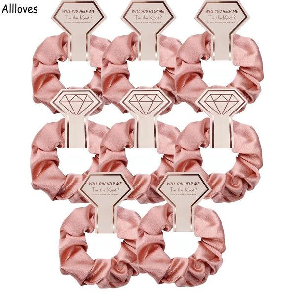 

5pcs/lot bridesmaid gift hair loop headpieces bachelorette party favors elastic hair ropes bridal shower wedding souvenir team bride to be w, Silver