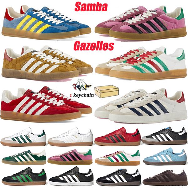

with box samba casual shoes gazelles classic black white platform runners sneakers wales bonner green suede designer women mens trainers spo