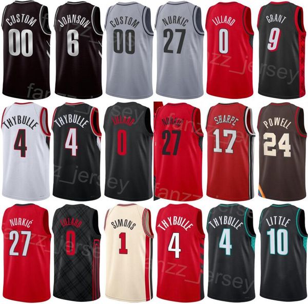 

print basketball city matisse thybulle jersey 4 damian lillard 0 jusuf nurkic 27 anfernee simons 1 josh hart 11 jerami grant 9 drew eubanks, Black;red