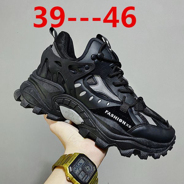 

dress shoes men fashion sneakers designer brand platform casual man height increase chunky skateboard footwear tenis masculino 230217, Black